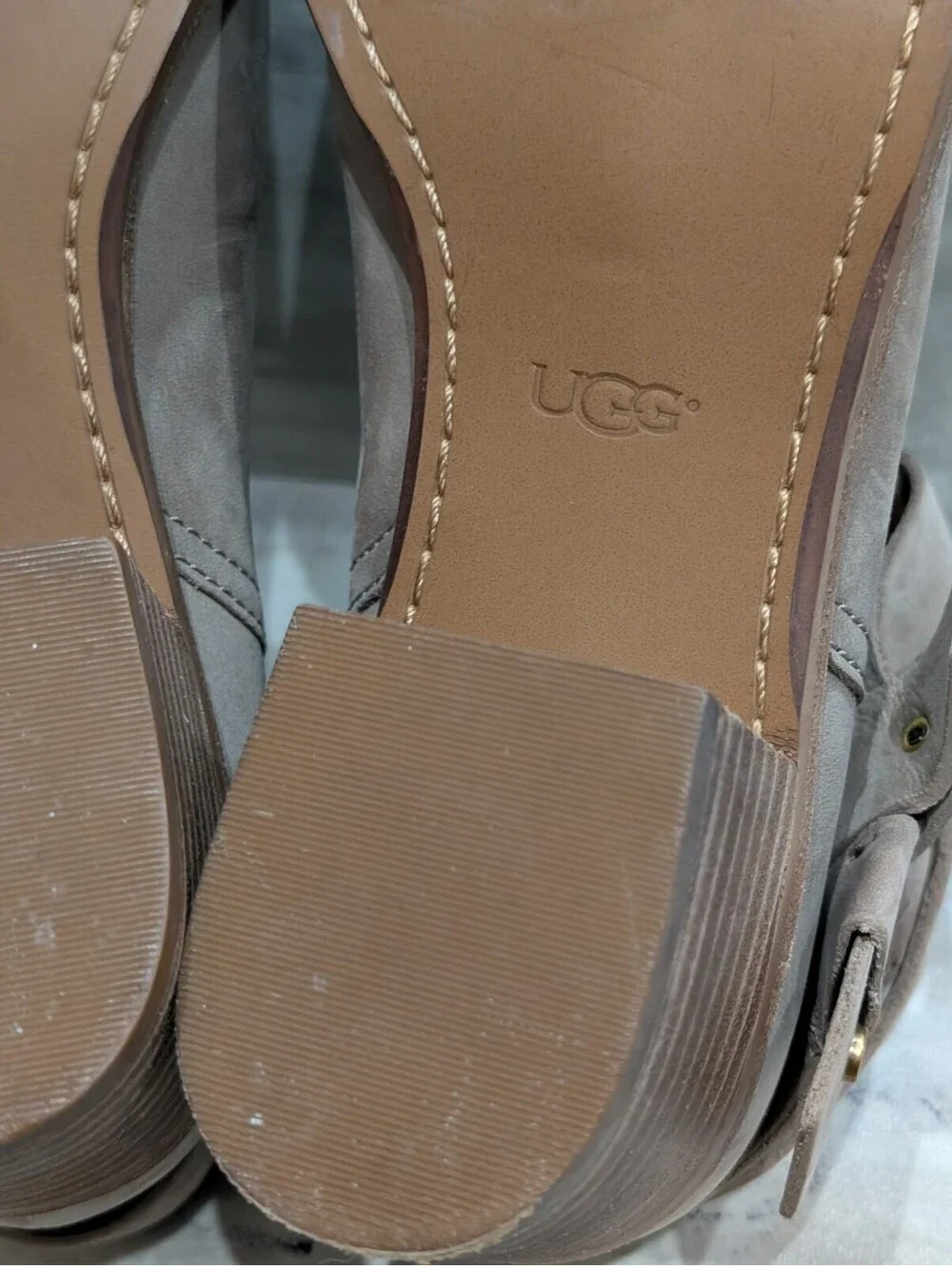 UGG Women's Suede Ankle Boots with Wrap Strap, Size 7.5